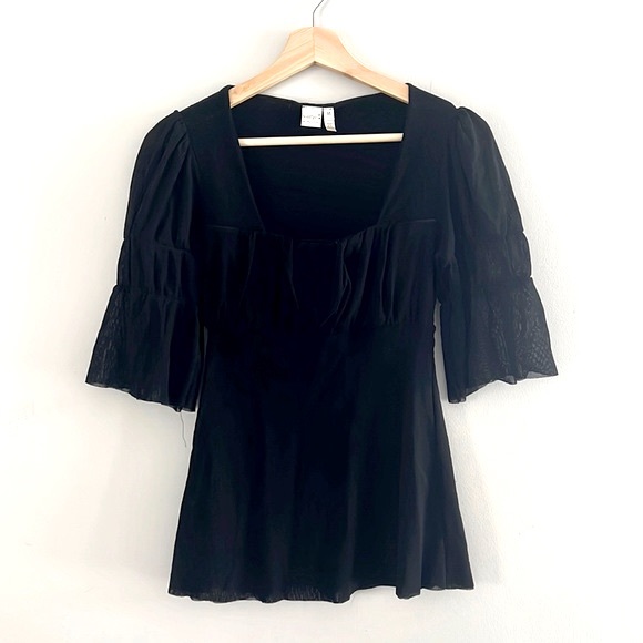 Sweet Pea - Black Sheer Mesh Blouse - Picture 2 of 8